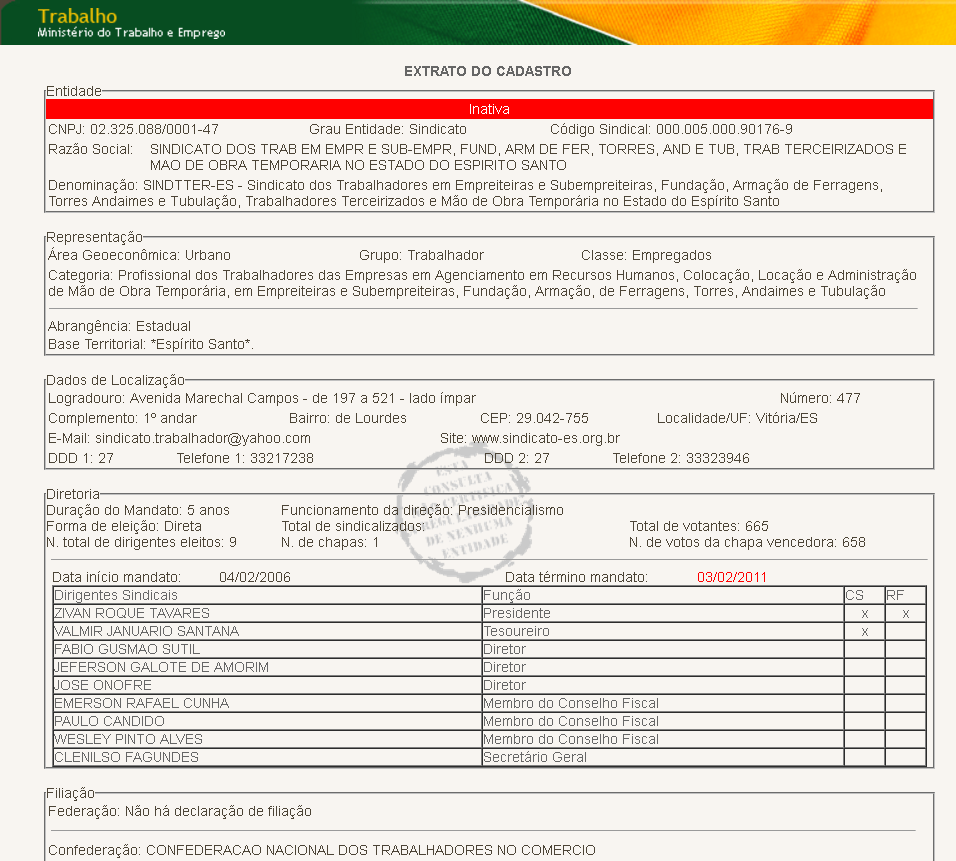 Ministério do Trabalho e Emprego MTE1